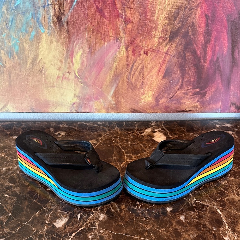 Rainbow Multicolor Platform Sandals - image 3